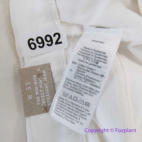 NEW Madewell‎ Mid-Rise Perfect Vintage Straight Jean in Tile White, 33 - Picture 14 of 16